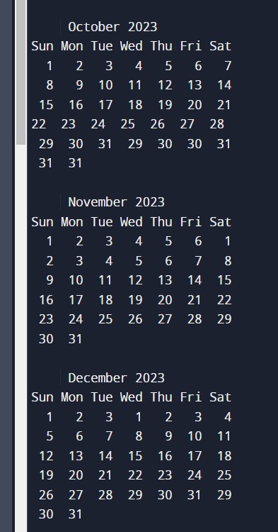 C program to display calendar for a given year